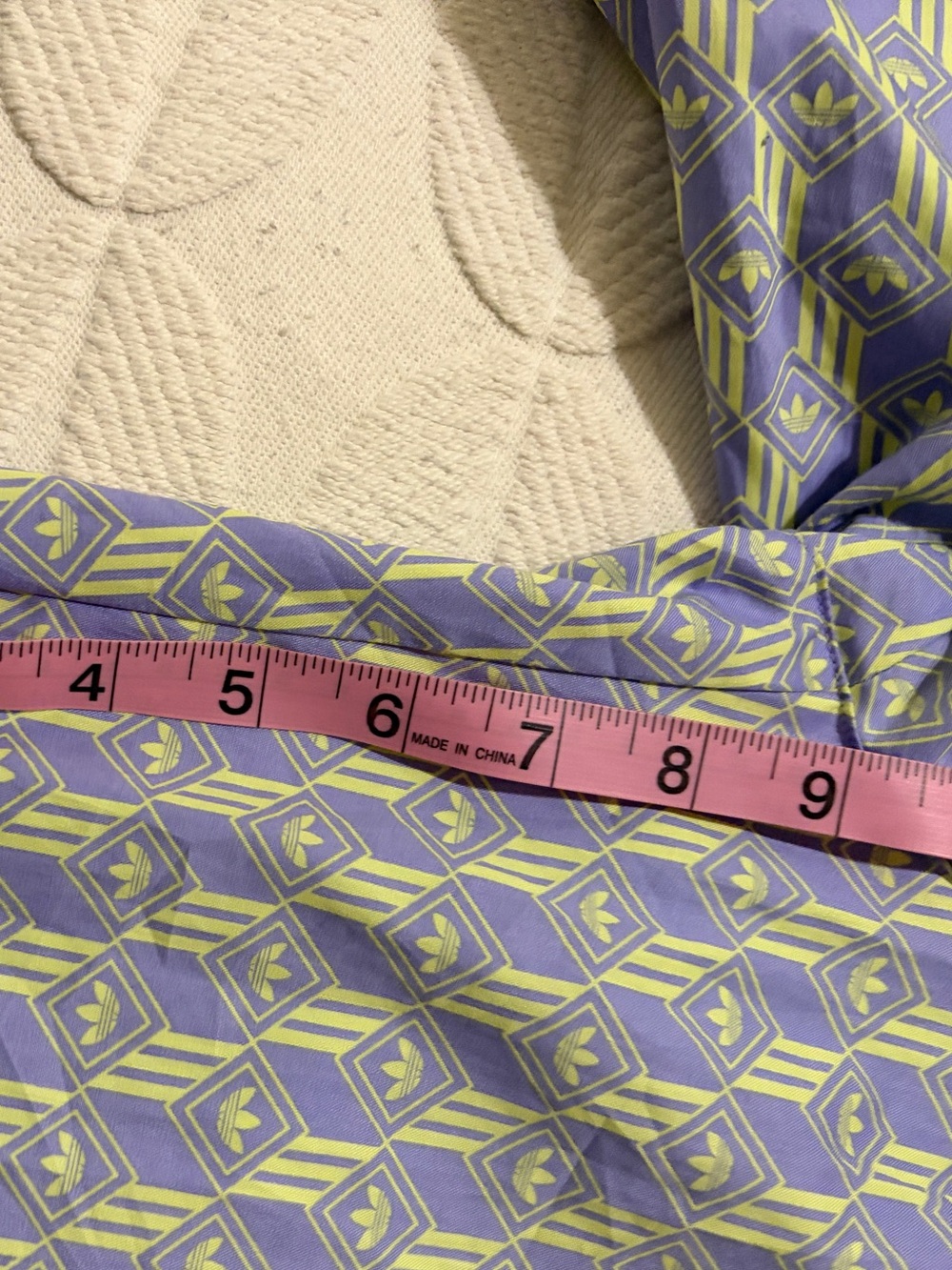 adidas Lavender & Light Lime Geo Icon Print drawstring athletic shorts size M - Picture 7 of 13